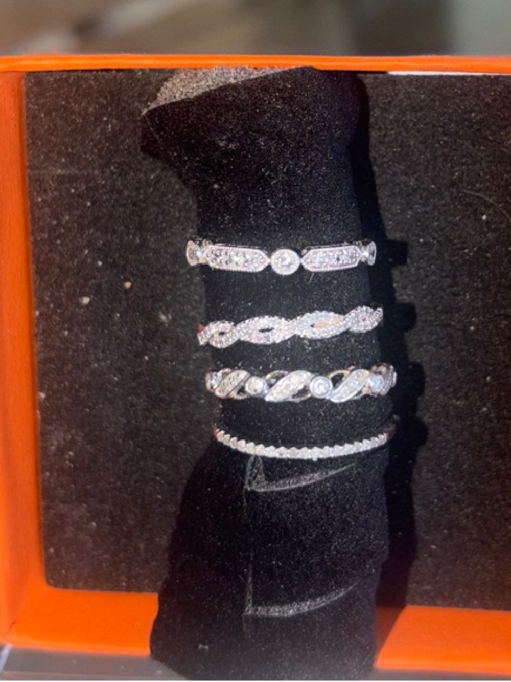 925 silver 4 stacking rings with natural diamonds.